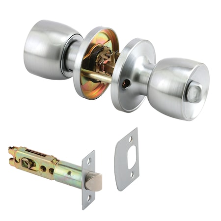 Prime-Line Privacy Knob, Fits 2-3/8 in. and 2-3/4 in. Backset, Tulip, Satin (1 Set) MP65035